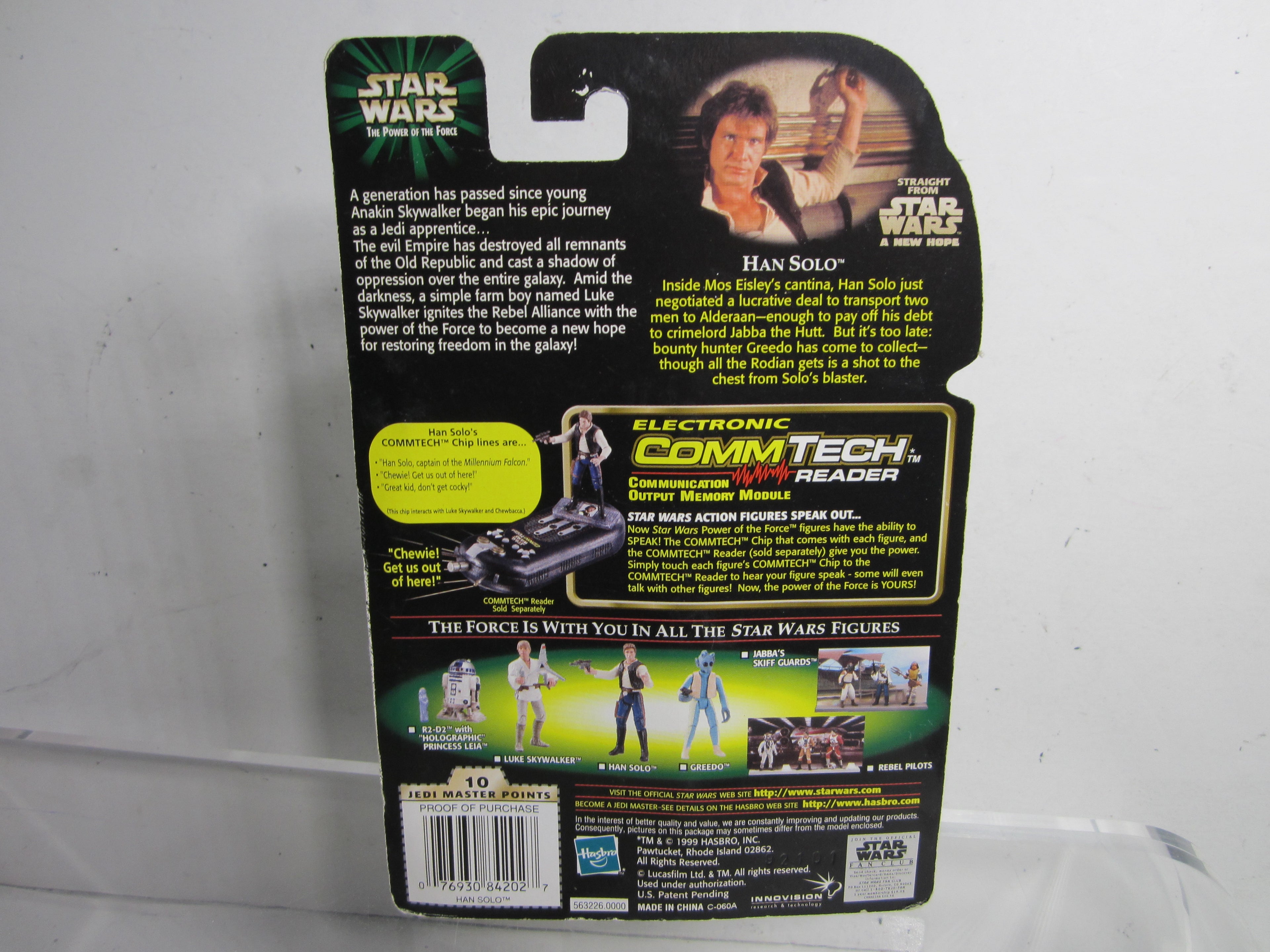 Star Wars The Power of the Force Action Figure Han Solo comm tech Chip